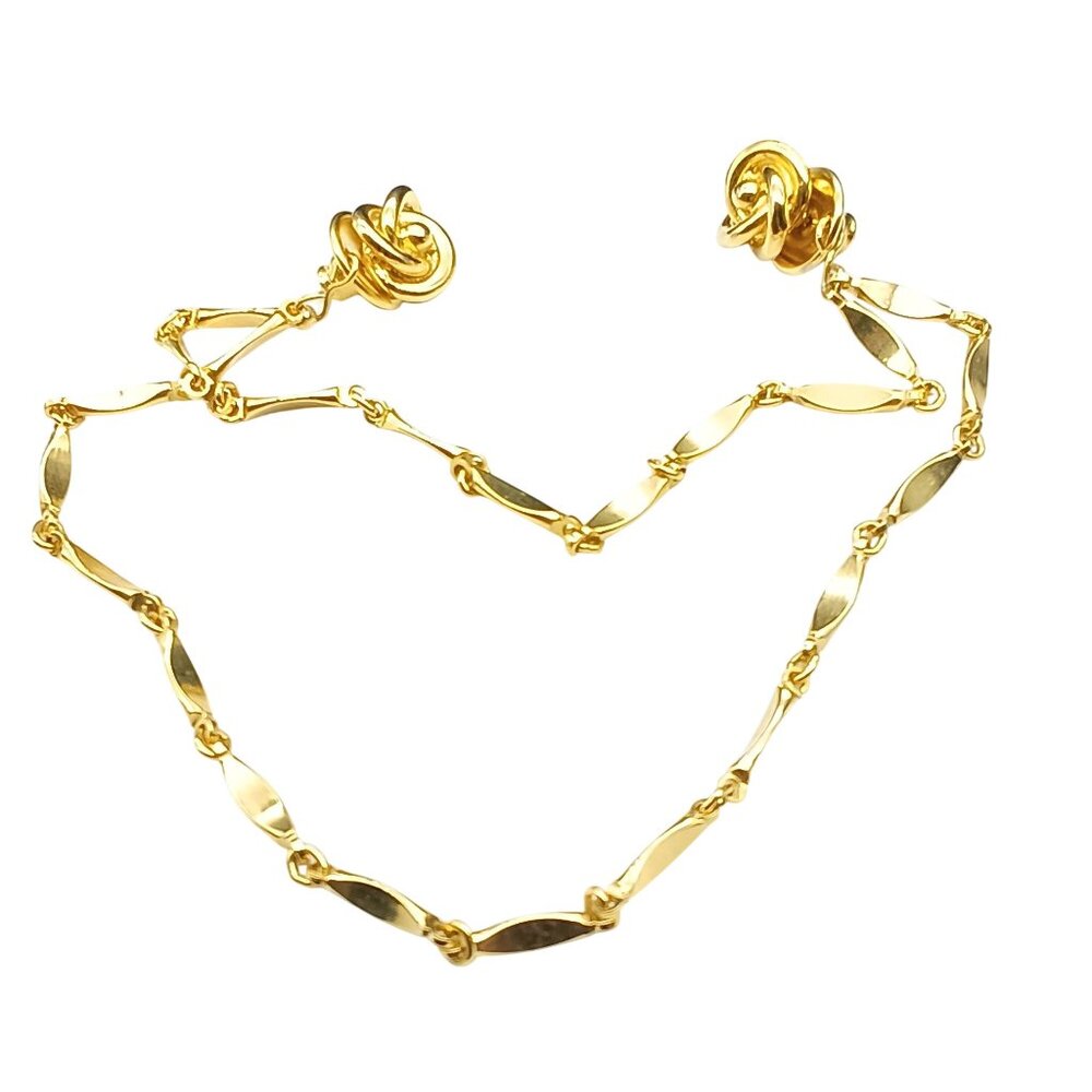 Vintage Sweater Guard with Love Knot Clasps and Double Strand Bar Chains in Gold